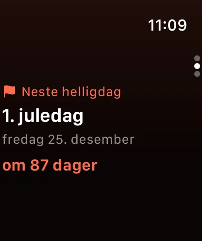 Apple Watch: neste helligdag er 1. juledag, fredag 25. desember.